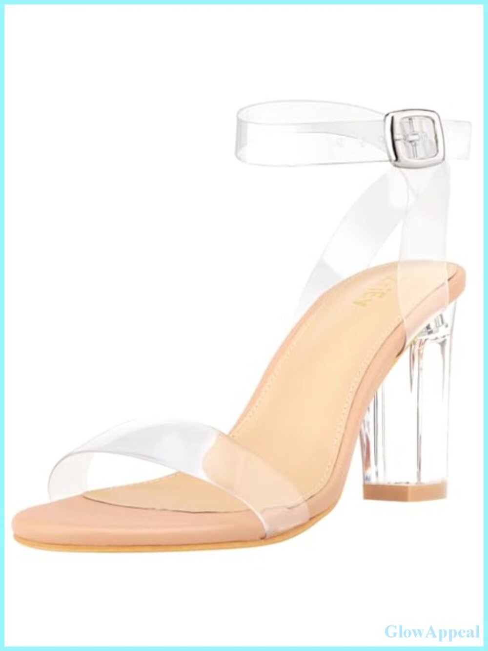 Chunky Block Heeled Sandals Ankle Strap Clear High Heels Open Toe